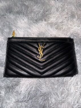Saint Laurent Black Leather Bill Pouch